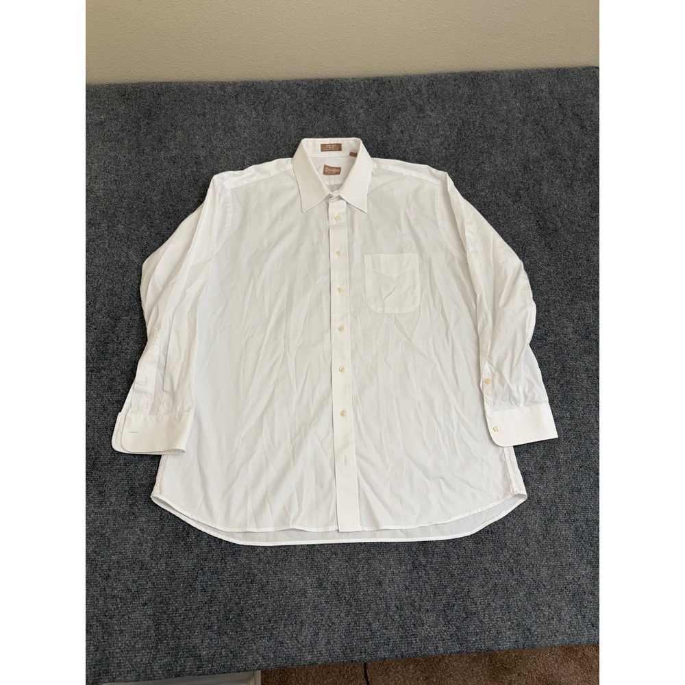 Gitman Bros Mens White Ultra Fine 80x80 Pinpoint Oxford Dress Shirt 17/34 USA